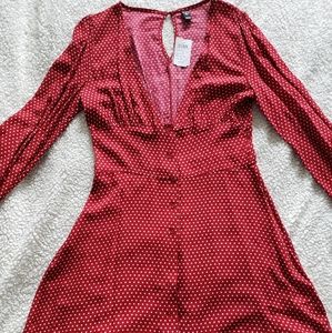 Red and white polka dot dress